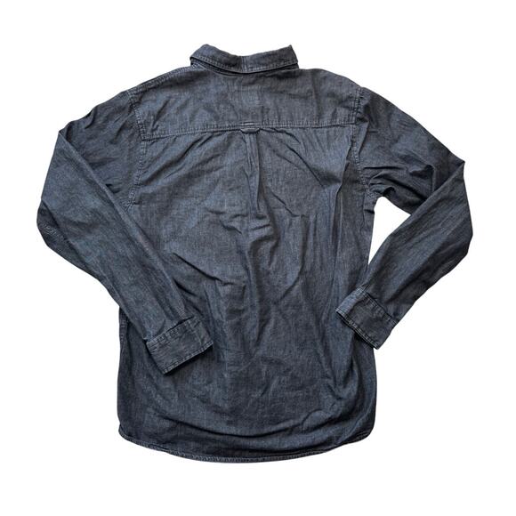 RIP CURL Button Down Long sleeve Shirt, Large, Cotton Blend, Black/Gray denim - Picture 2 of 8